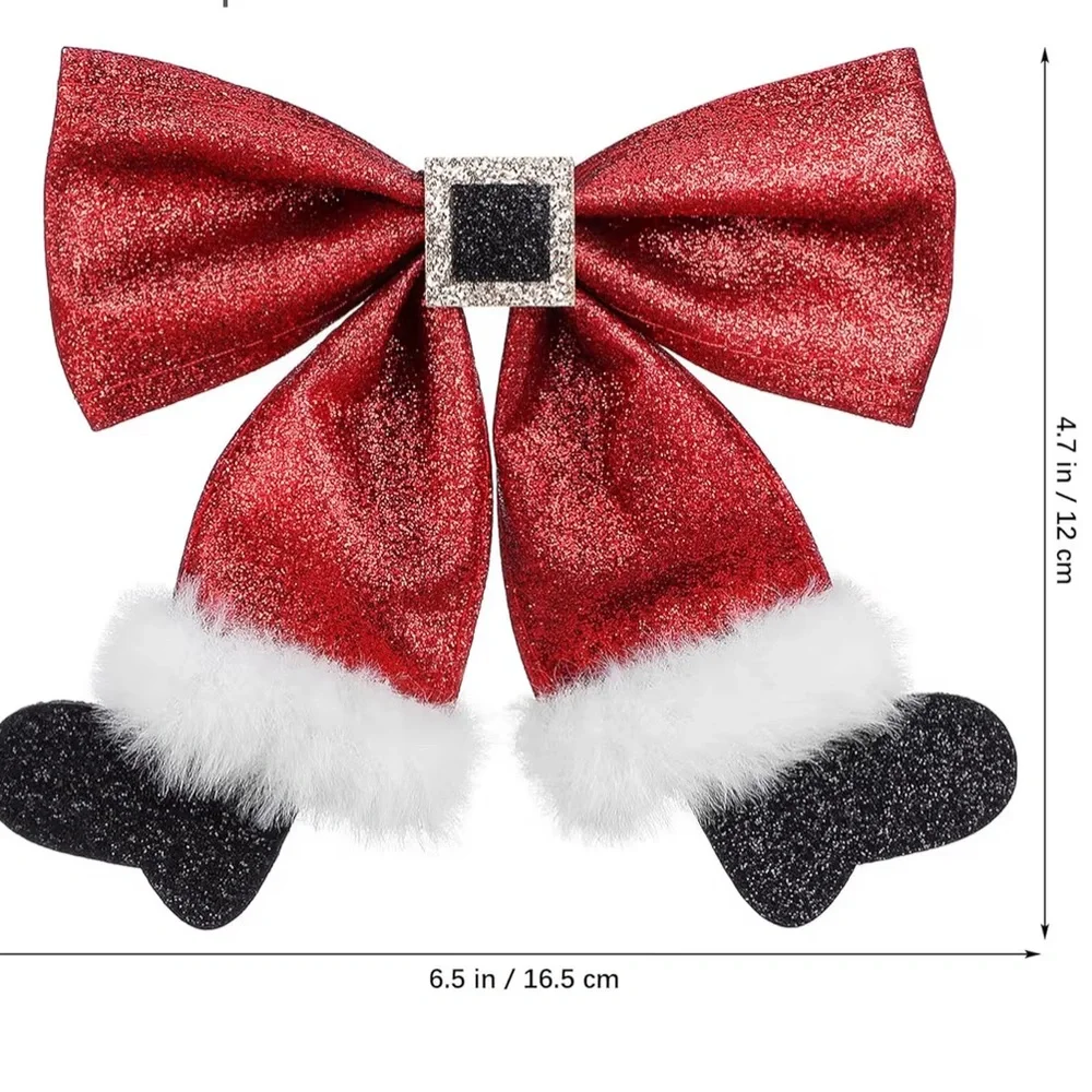 🆕 2pcs Christmas Hair Bow Clips Cute Glitter Hair Clips